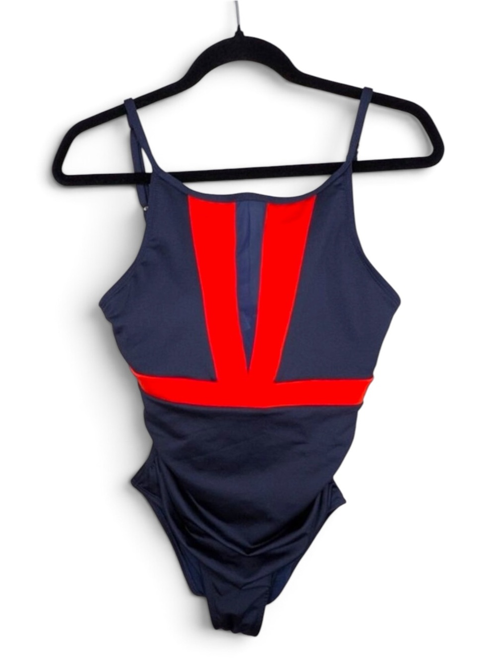 Dolfin Aquashape Navy Blue Red One-Piece Swimsuit Size 10